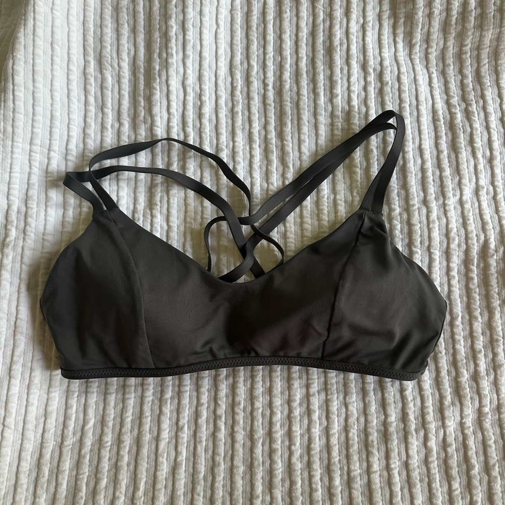 small dark grey/green athleta bikini top